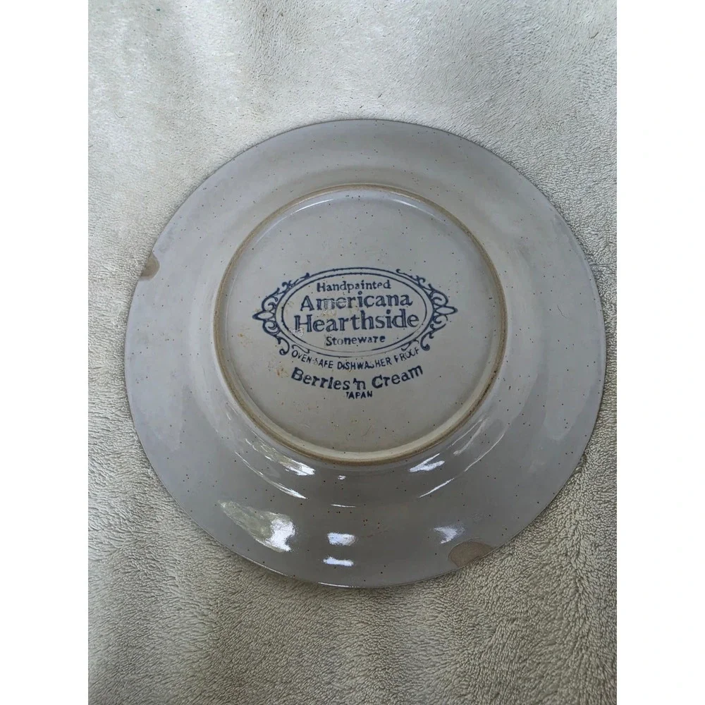 Americana Hearthside Berries n Cream Stoneware Plate Handpainted Japan Vintage